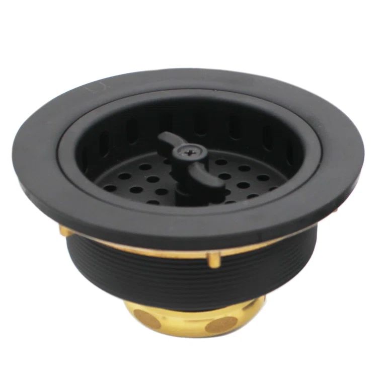Matte Black Wing Nut Style Kitchen Sink Basket Strainer