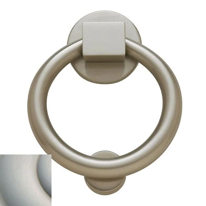 Solid Brass Ring Door Knocker in Lifetime Satin Nickel Finish