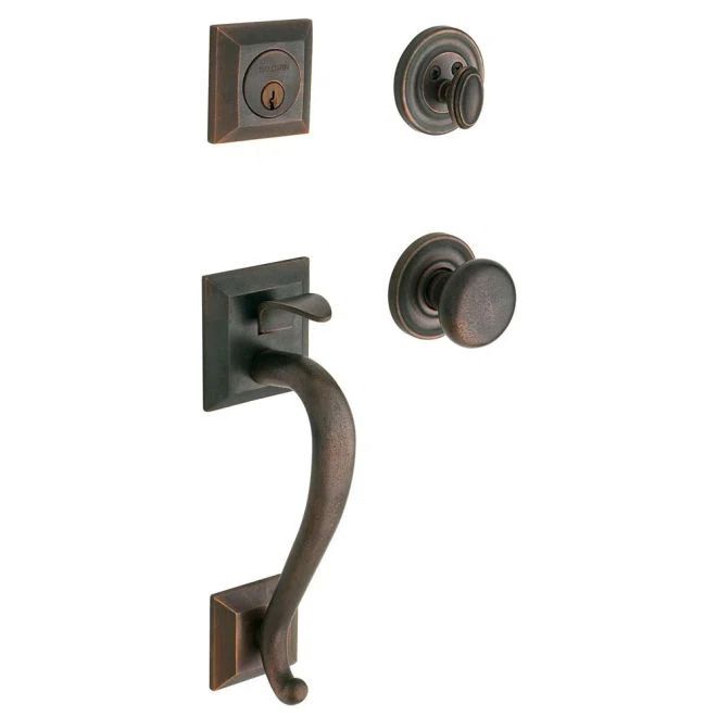 Distressed Oil Rubbed Bronze Single Cylinder Handleset with Classic Knob