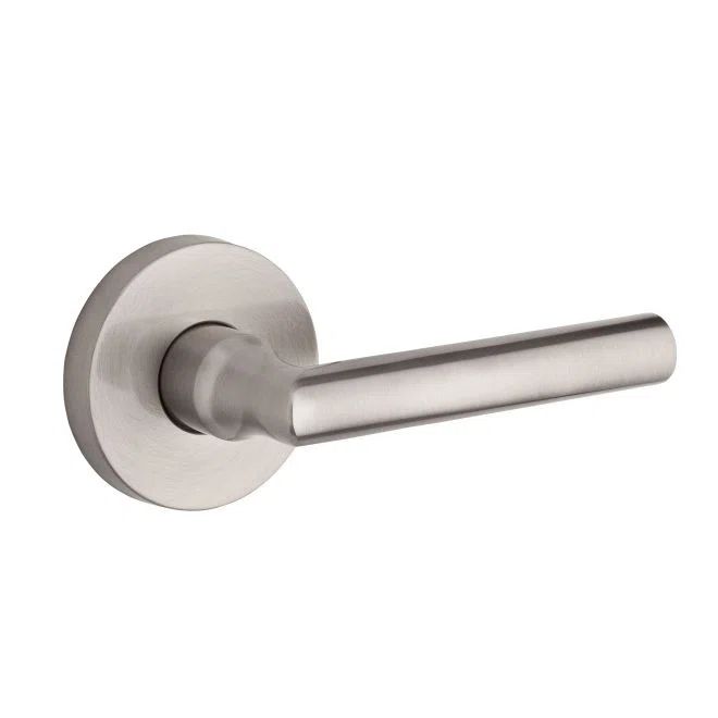 Satin Nickel Privacy Door Lever with Round Rosette