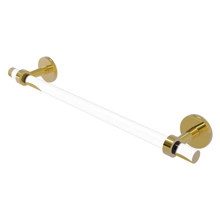 Polished Brass and Clear Acrylic Wall Mounted Towel Bar