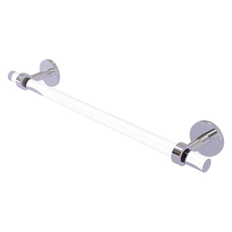 Polished Chrome and Acrylic Wall Mounted Towel Bar