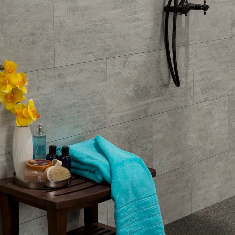 Palisade Gray Vinyl Interlocking Tile Shower Kit