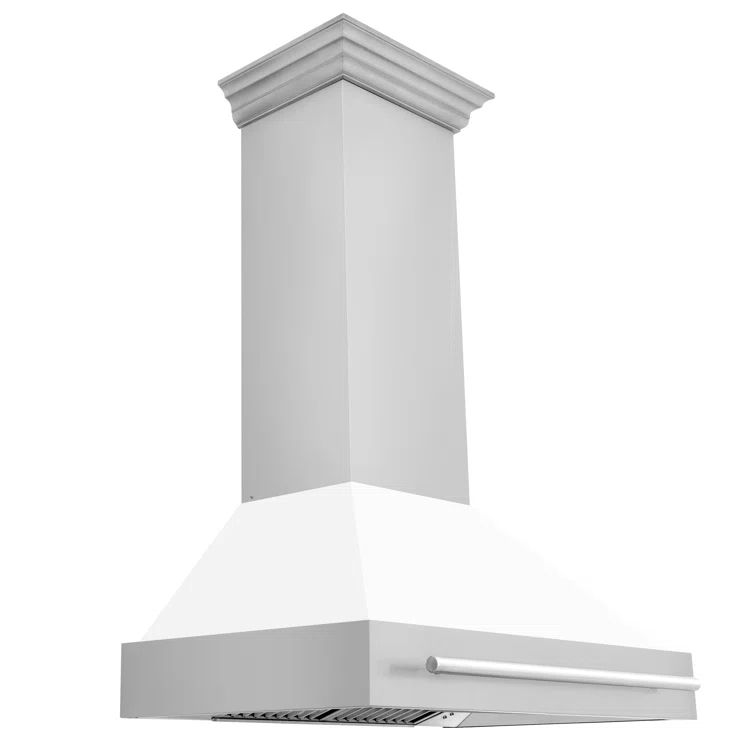 36" Stainless Steel and White Matte Wall Mounted Range Hood