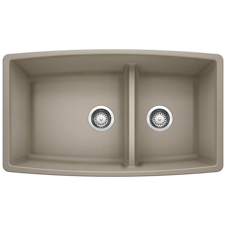 Truffle Granite Composite Double Bowl Drop-in Kitchen Sink