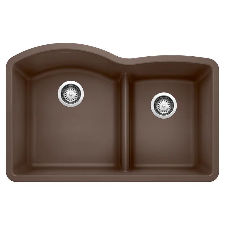 Café Brown Granite Double Bowl Undermount Kitchen Sink