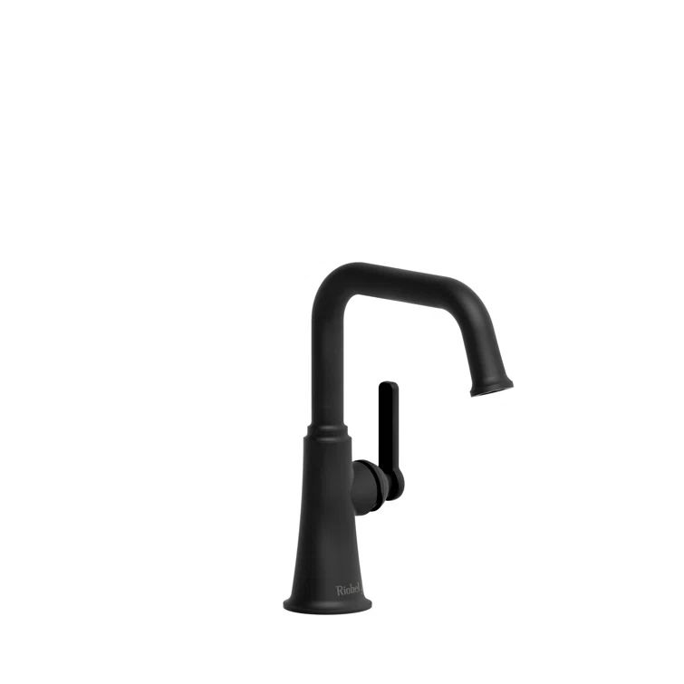 Elegant Transitional Single-Hole Black Lever Bathroom Faucet