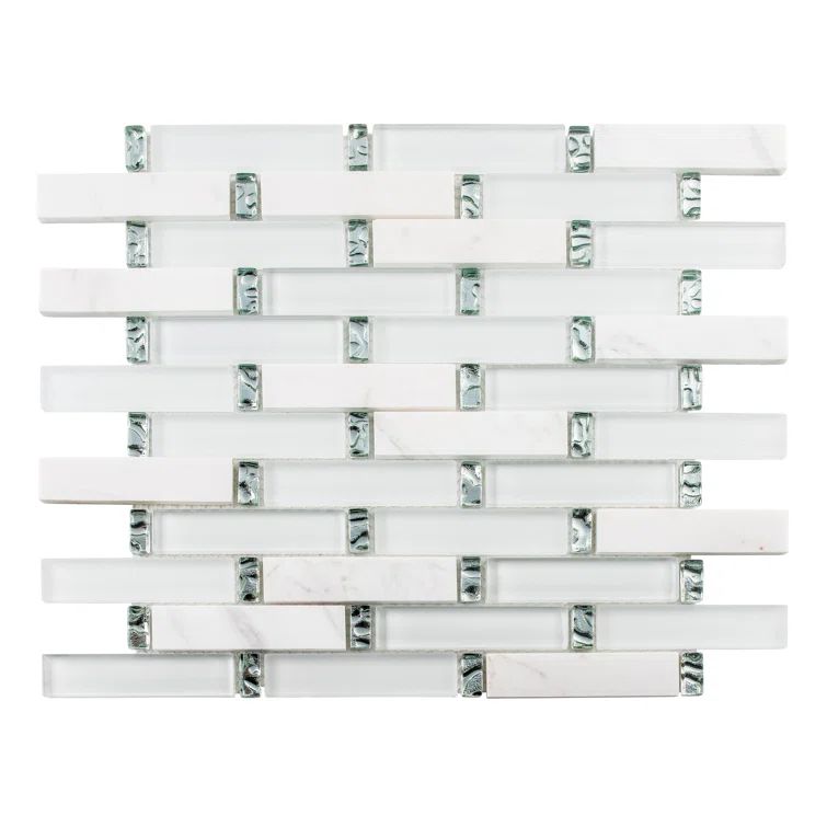Saga White Matte Marble and Glass Mosaic Tile