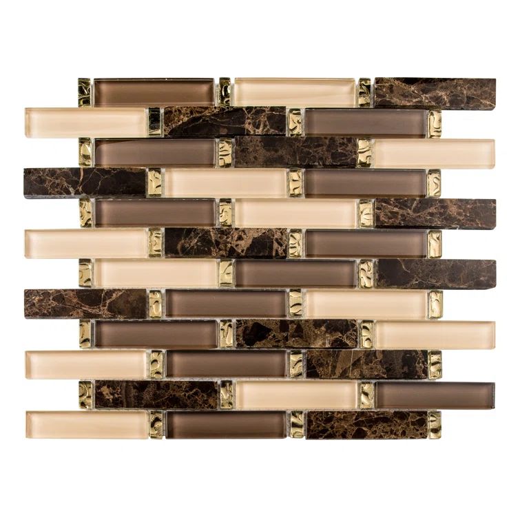 Saga Matte Brown Marble and Glass Mosaic Tile