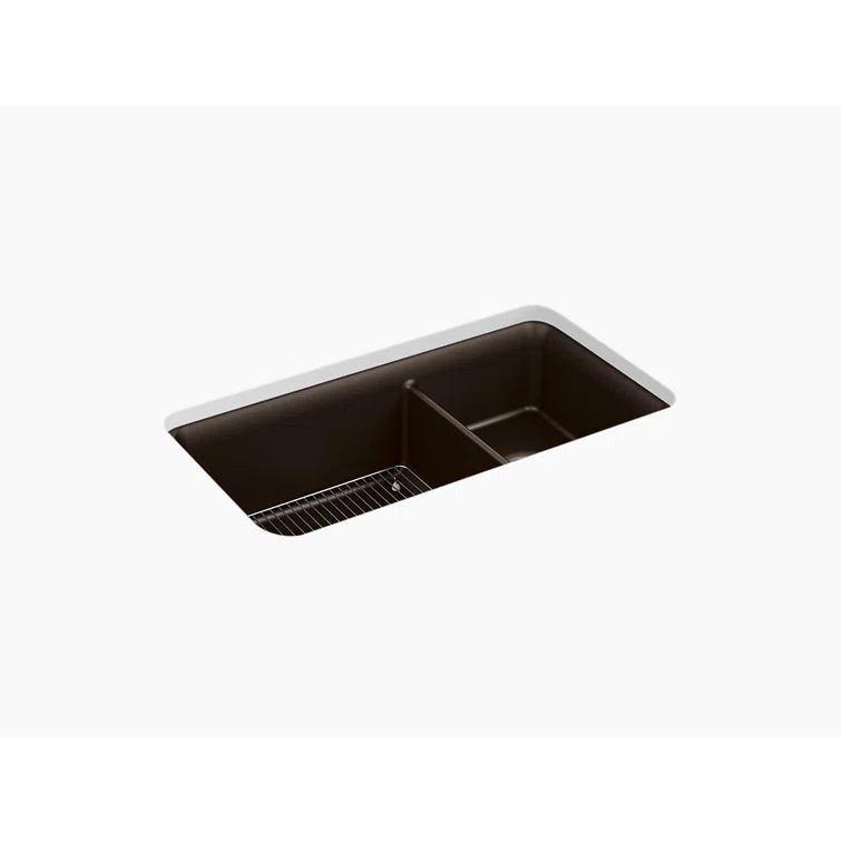 Matte Brown Stone Double Bowl Undermount Kitchen Sink