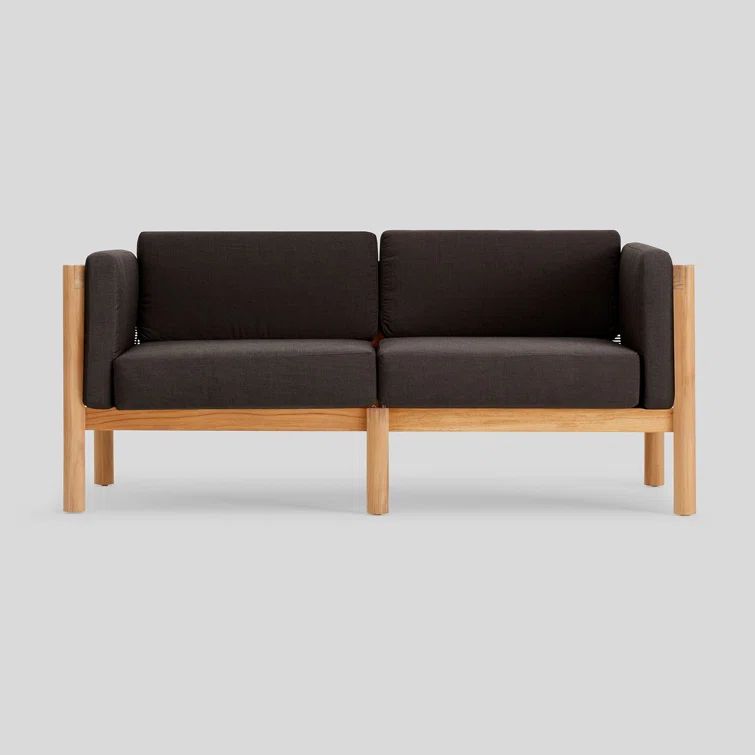 Teak Outdoor Sectional with Sunbrella Coal Cushions