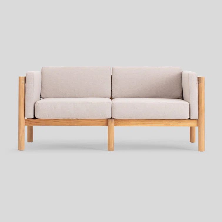 Haven Teak Outdoor Sofa with Sunbrella Ashe Cushions