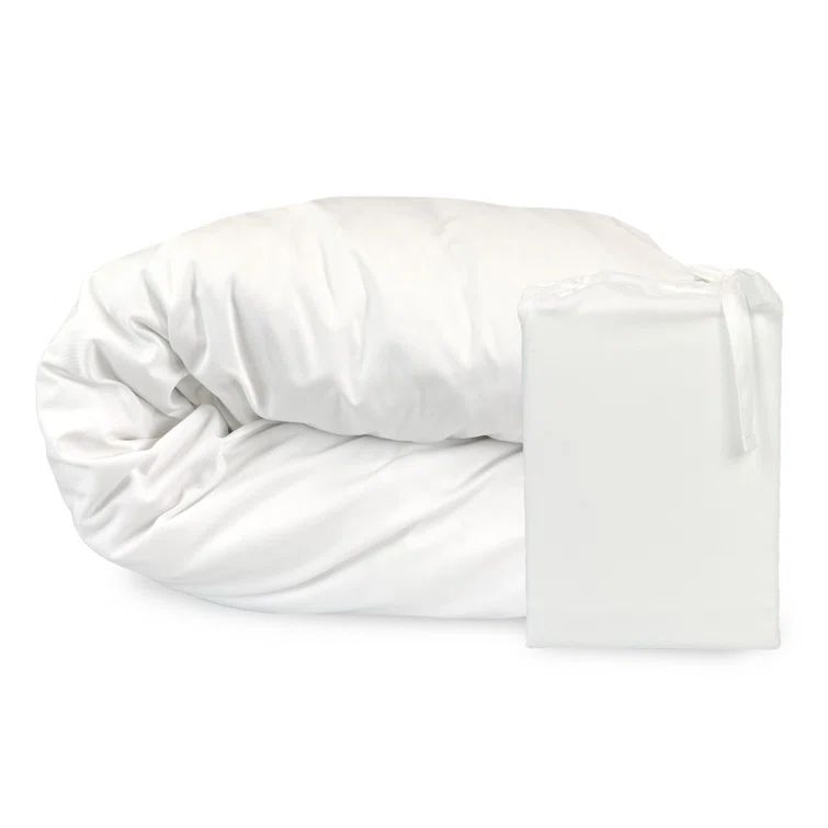 Queen White Cotton Bamboo Blend Duvet Cover