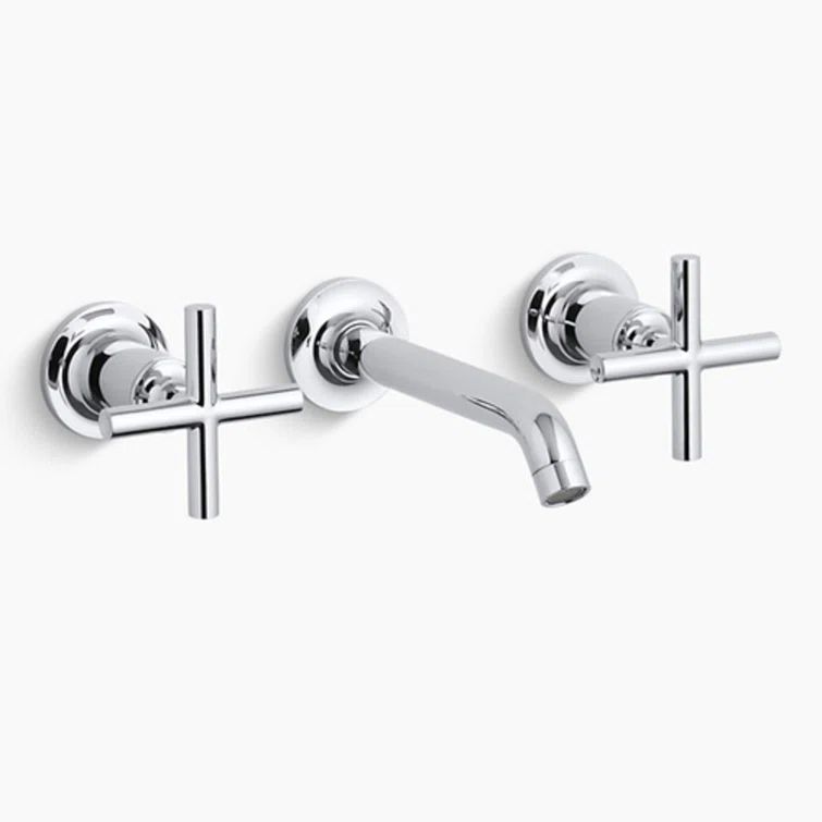 Polished Chrome Wall-Mounted Double Handle Faucet