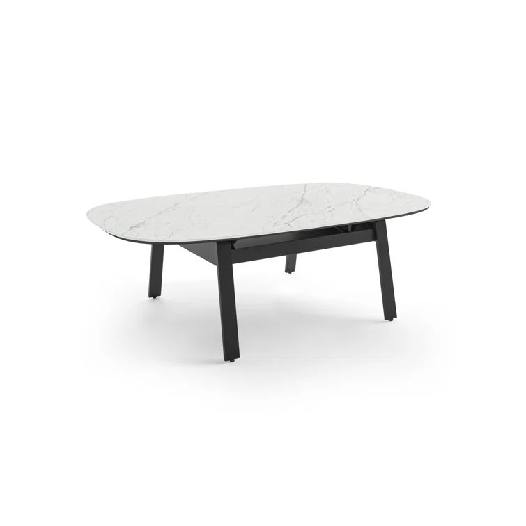Cirrus White Porcelain Oval Lift-Top Coffee Table with Storage