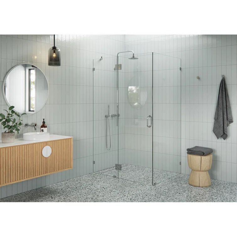 78" Frameless Clear Glass Shower Enclosure with Polished Chrome Finish