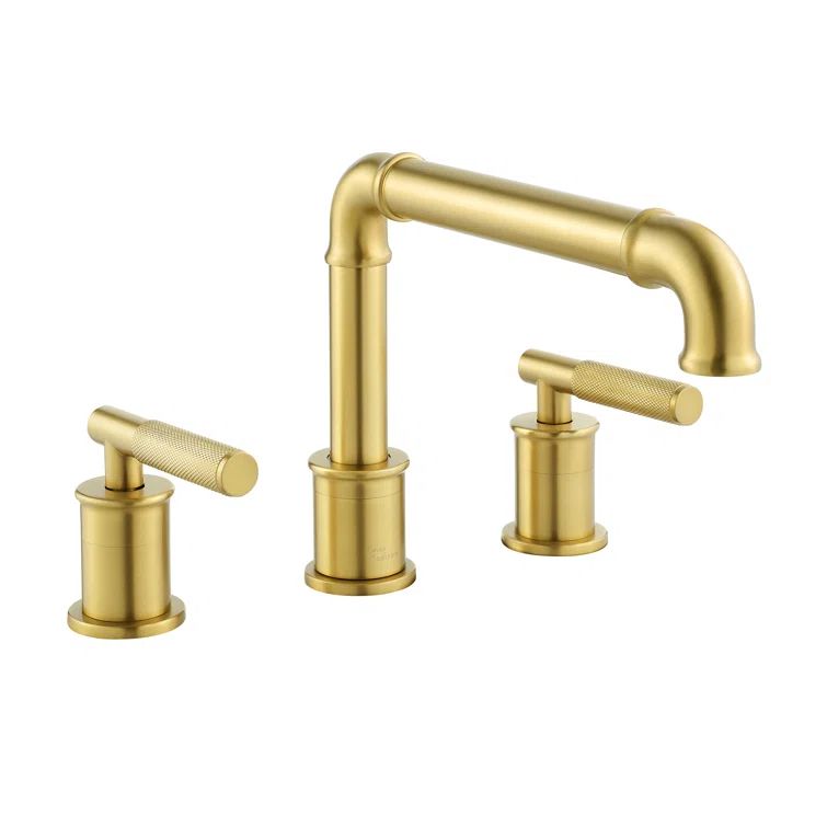Avallon Brushed Gold 8-inch Widespread Sleek Handle Bathroom Faucet