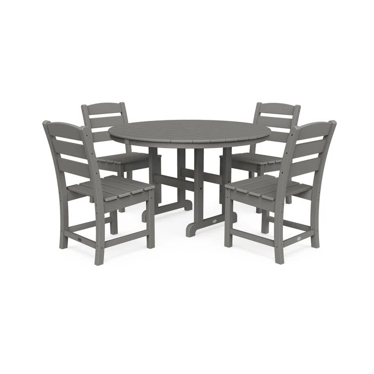 Slate Grey Round Plastic Patio Dining Set for 4