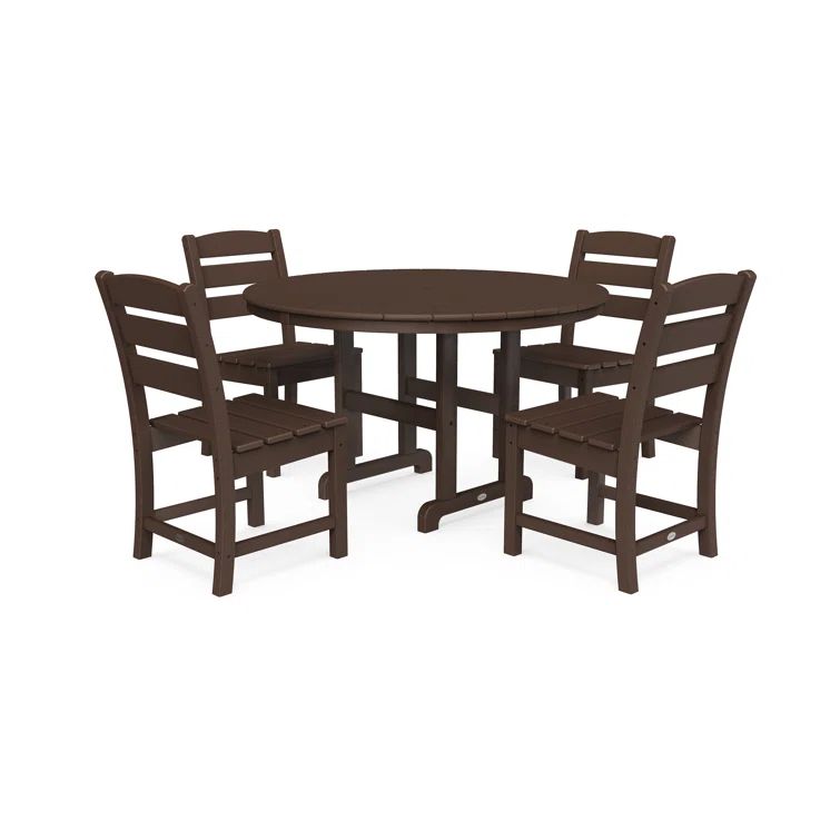 Mahogany 4-Person Round Patio Dining Set with Side Chairs