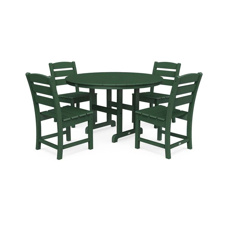 Lakeside Green Recycled Plastic 5-Piece Round Dining Set