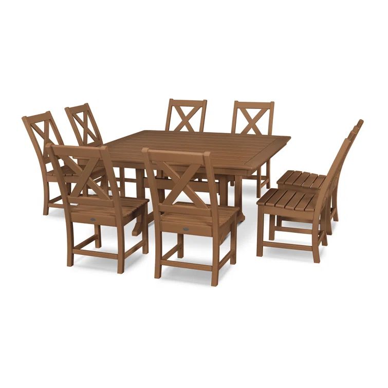 Braxton 9-Piece Teak Nautical Trestle Dining Set