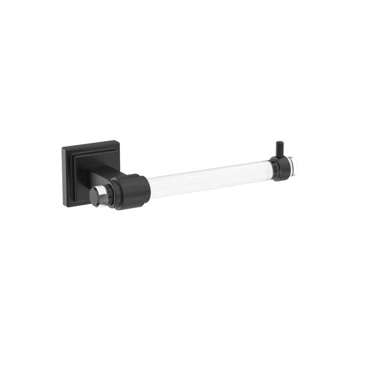 Clear and Matte Black Single Post Toilet Paper Holder