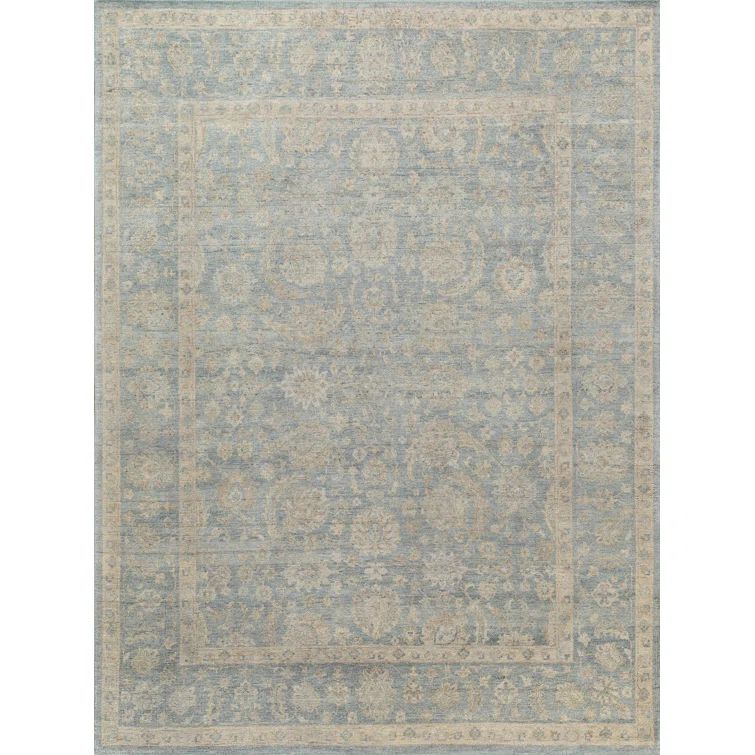 Harper Hand-Knotted Oriental Wool Rug in Blue and Beige, 8' x 10'