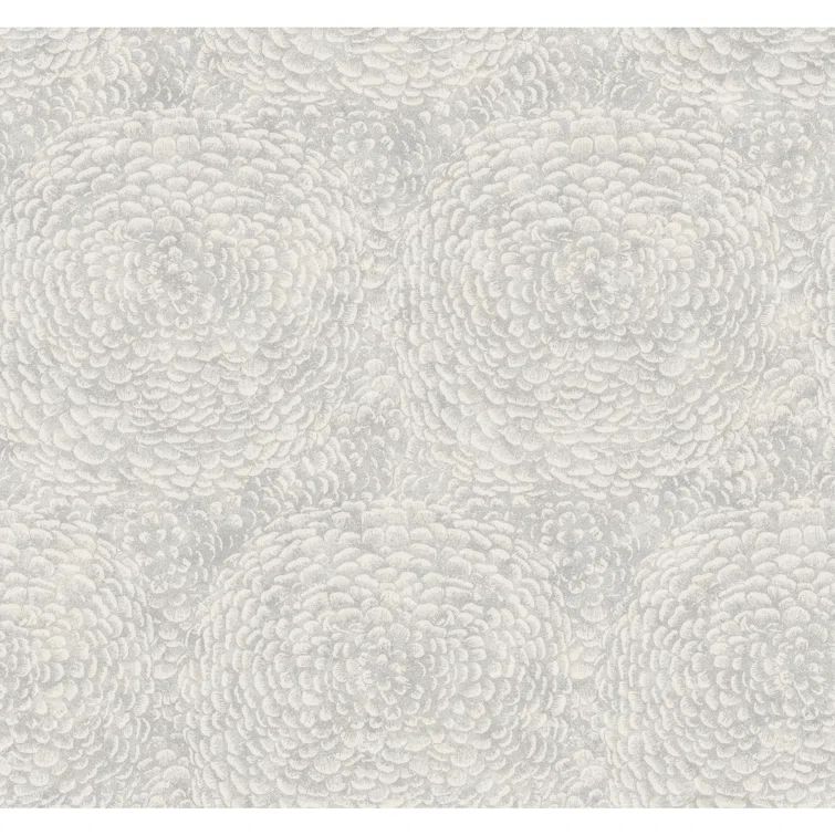 Gray Floral Pattern Nonwoven Removable Wallpaper