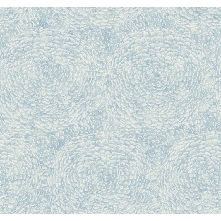 Blue Floral Nonwoven Wallpaper with Soft Petals Design