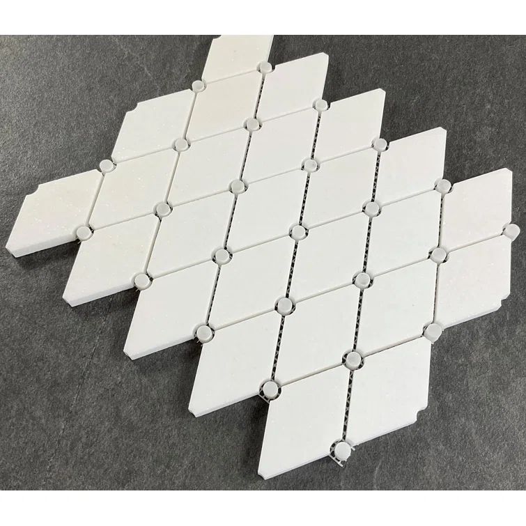 Thassos White and Carrara Marble Mosaic Bathroom Shower Tile