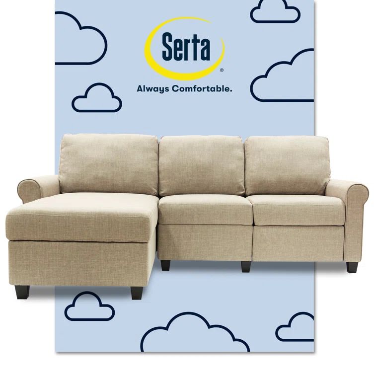 Beige Fabric Reclining Sectional Sofa with Storage Chaise