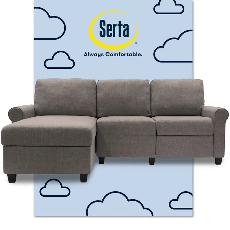 Copenhagen 89'' Gray Microfiber Sectional Sofa with Storage Chaise