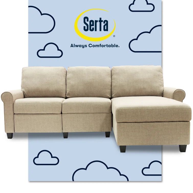 Beige Fabric Sectional Sofa with Storage and Recliner