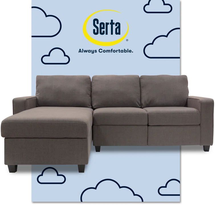 Copenhagen 89'' Gray Microfiber Sectional Sofa with Storage Chaise
