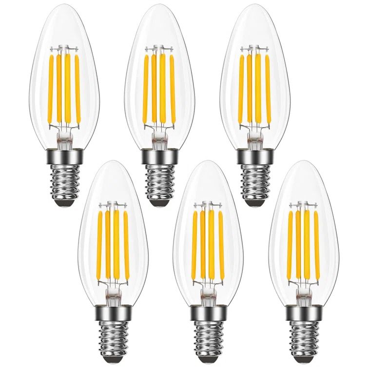 7W Dimmable White LED Candelabra Bulbs with Clear Glass