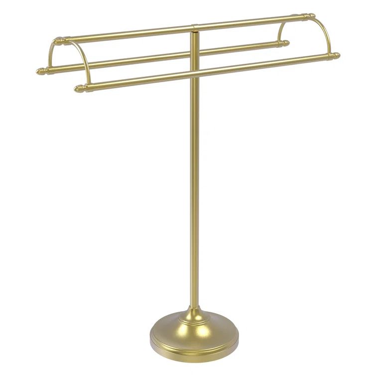 Satin Brass Double Arm Freestanding Towel Holder