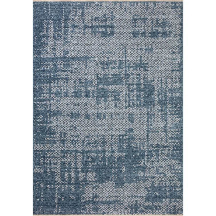 Denim Dove Large Rectangular Stain-Resistant Viscose Area Rug