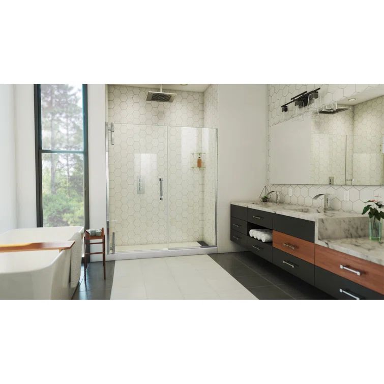 Ascend 65" Chrome Frameless Pivot Shower Door