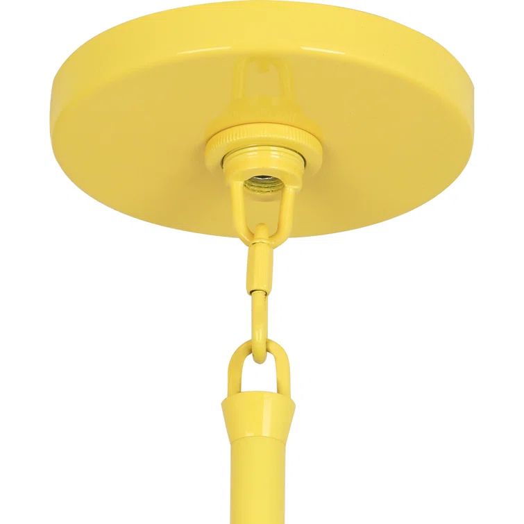 Canary Yellow 14'' Modern Glass Pendant Light with Geometric Design