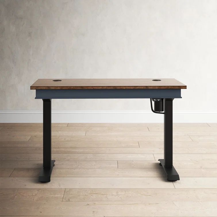 Fairmont Transitional Blue and Brown Adjustable Home Office Desk