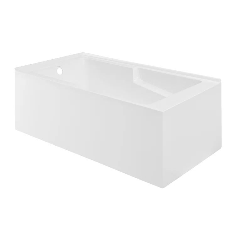 Claire 60" White Acrylic Alcove Bathtub with Corner Apron
