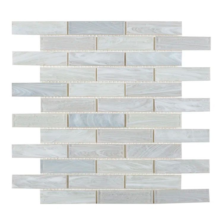 Dorian Eggshell Light Gray and Blue Glass Brick Mosaic Tile