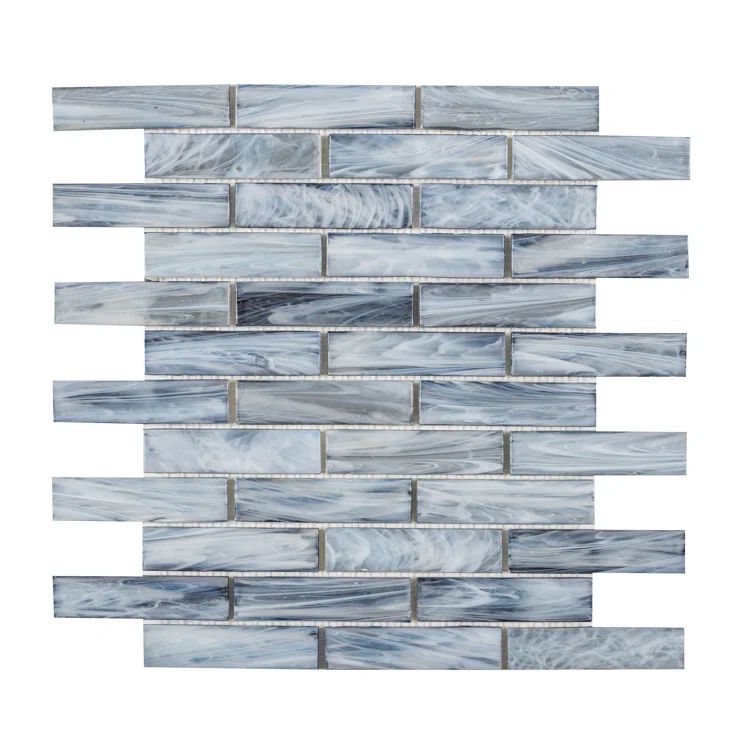 Dorian 1x4 Blue and Gray Glass Brick Joint Mosaic Tile