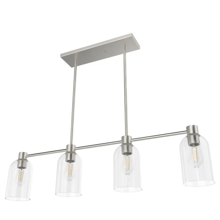 Lochemeade Brushed Nickel 37.5" Linear Chandelier with Glass Shades