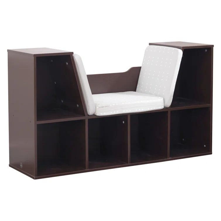 Espresso Kids Bookcase with Reading Nook and Cushions