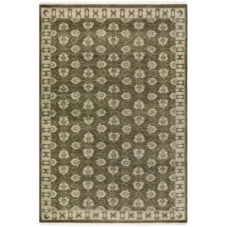 Hand-Knotted Gray Floral Wool 6' x 9' Area Rug