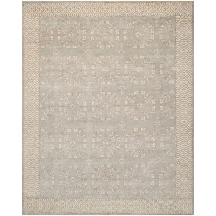 Hand-Knotted Oushak Blue Wool 8' x 10' Area Rug