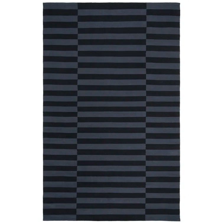 Onyx Cotton Flat Woven Striped Rectangular Rug, 5' x 8'