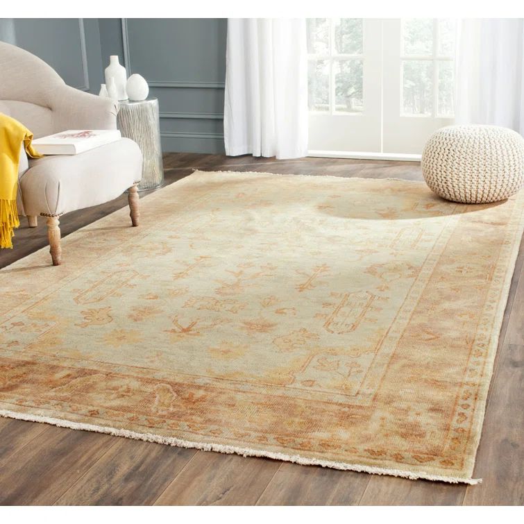 Elysian Light Blue Hand-Knotted Wool 6' x 9' Area Rug