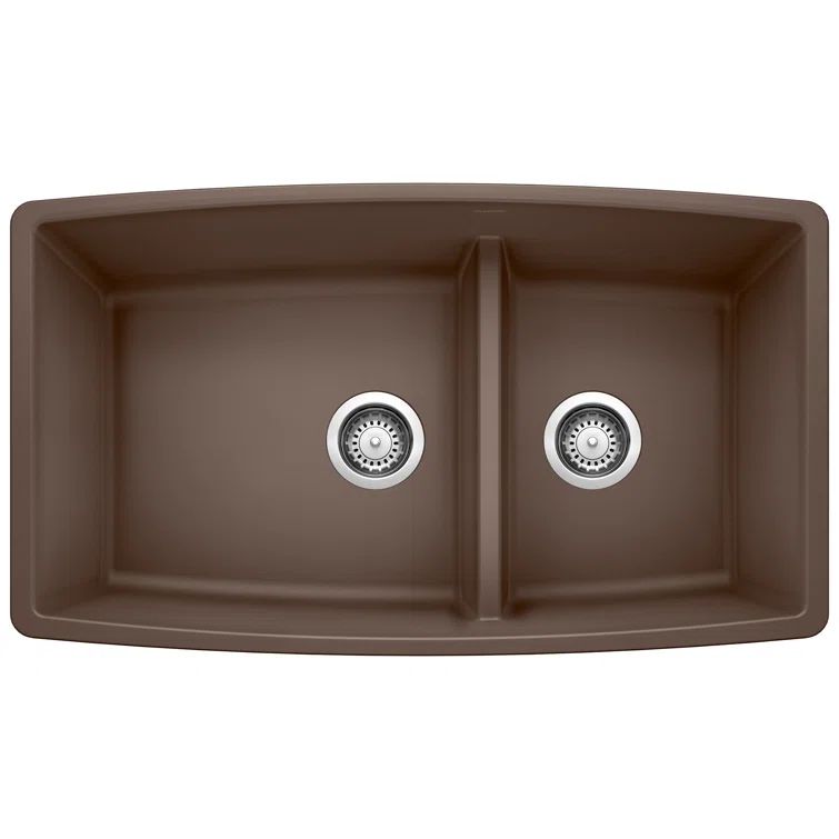 Cafe Brown Stone Double Bowl Drop-in Kitchen Sink